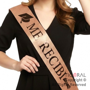 BANDA GLITTER ME RECIBI COLOR ROSA GOLD x 1 UNIDAD